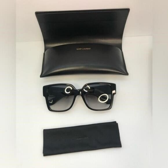 New  - 💯 Authentic Saint Laurent Black Grey Sunglasses SLM9 - Picture 10 of 13